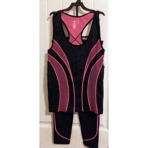 Women's Black and Pink Leggings Set